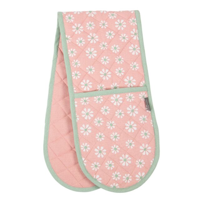 Linen & More Daisy Flowers dubbel Ovenwant roze 18x85cm