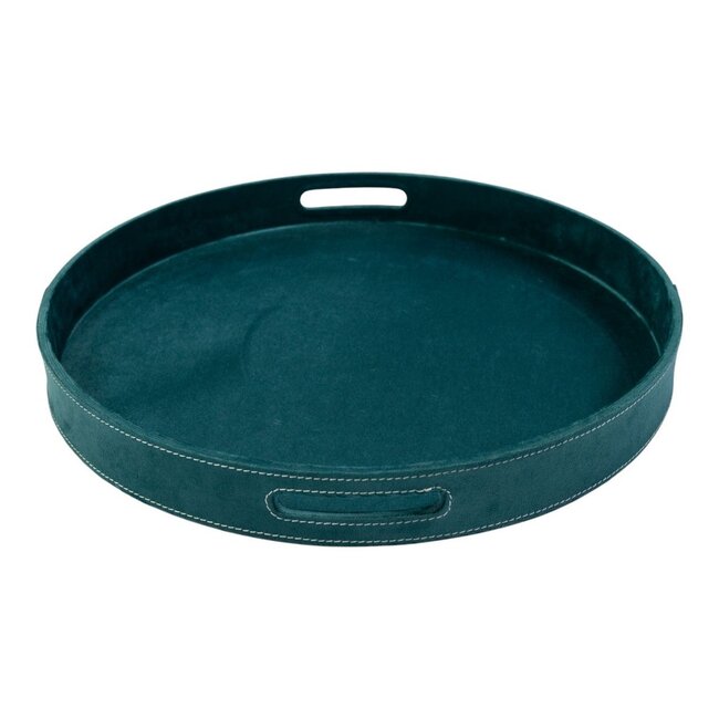 Mars & More Dienbladen rond fluweel petrol dia 30, 38, 45 cm (set of 3)