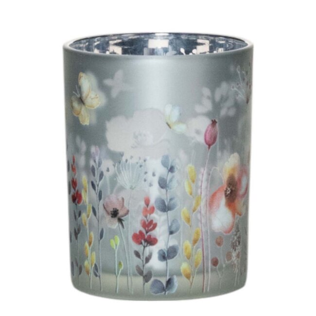 Mars & More Theelichthouder Border bloemen vlinder medium 12cm