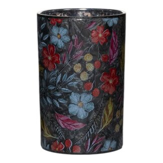 Mars & More Theelichthouder Sandy bloemen zwart groot 18cm