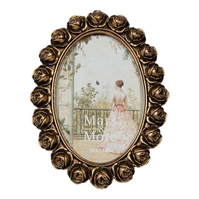 Mars & More Fotolijst ovaal rozen hars goud 15x2,3x20cm