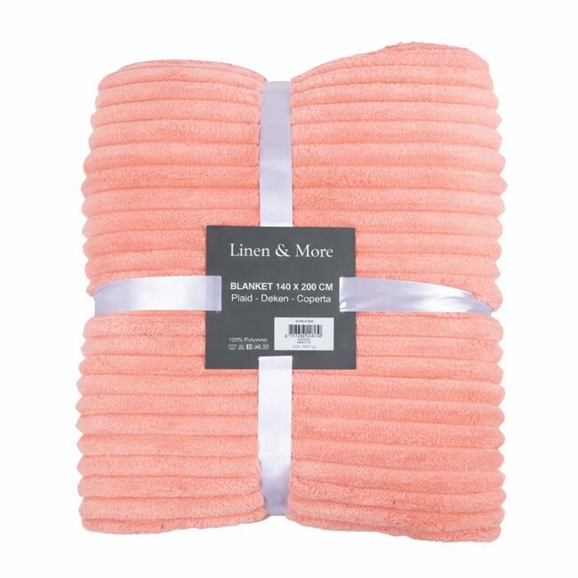 Linen & More Plaid Strepen Roze 140x200cm