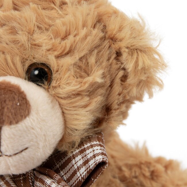 Mars & More Cuddly Toy bear check bow beige white brown assorted packing