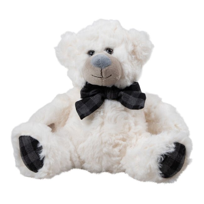 Mars & More Cuddly Toy bear check bow beige white brown assorted packing