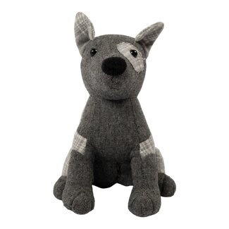Mars & More Deurstopper hond grijze ruit Door Stopper dog grey check 18x20x28cm