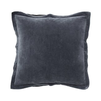Linen & More Fluweel overlock grey blue Kussen 45 cm x 45 cm