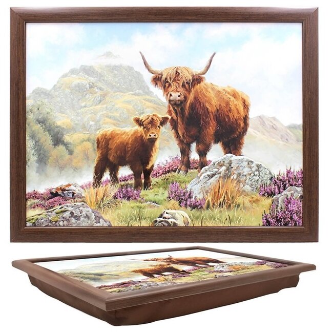 Lesser & Pavey Schootkussen laptray Schotse hooglander met kalf  43 x 33 x 6 cm