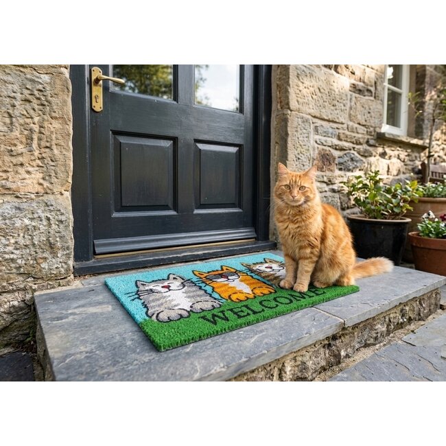 Dream-Living Kokos Deurmat Katten Welkom - 40x60cm