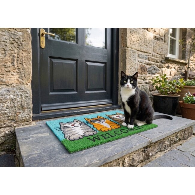 Dream-Living Kokos Deurmat Katten Welkom - 40x60cm