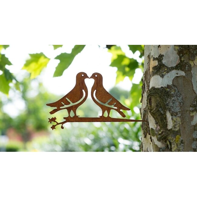 Dream-Garden Tuin- en boomdecoratie tortelduiven op bloesemtak – 25 x 19 cm