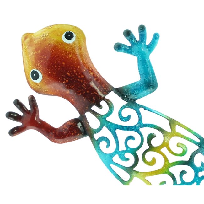 Dream-Garden Muurdecoratie Set van 2 Gekko's 31 cm – Kleurrijke Metalen Wanddecoratie