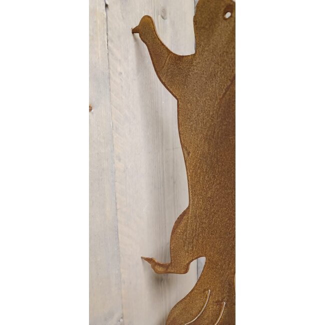 Dream-Garden Decoratie Eekhoorn voor Boom of Schutting met Pin – Roestbruine Metalen Tuindecoratie 47 cm