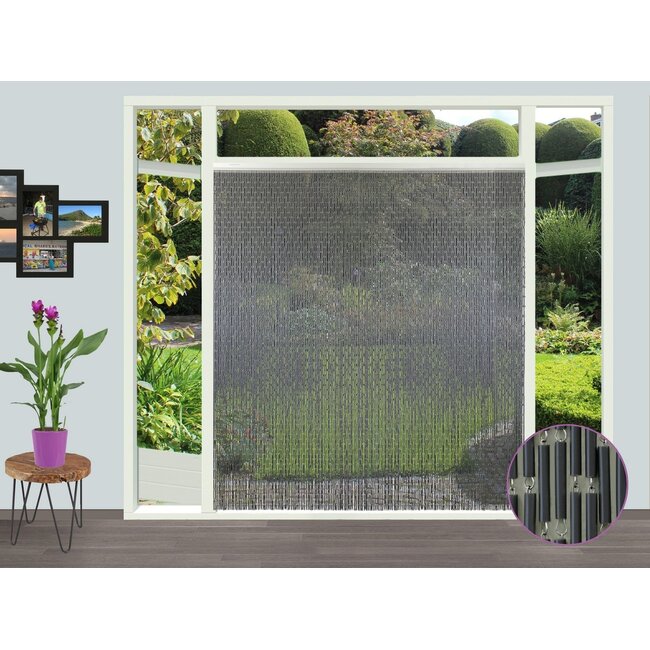 Sun Arts Vliegengordijn Verspringend antraciet 100x232 cm