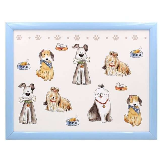 Lesser & Pavey Schootkussen – Laptray – Dienblad met kussen - Laptoptafel - Schoottafel - met Hondenprint-43 x 33 x 6.5 cm-1 stuks