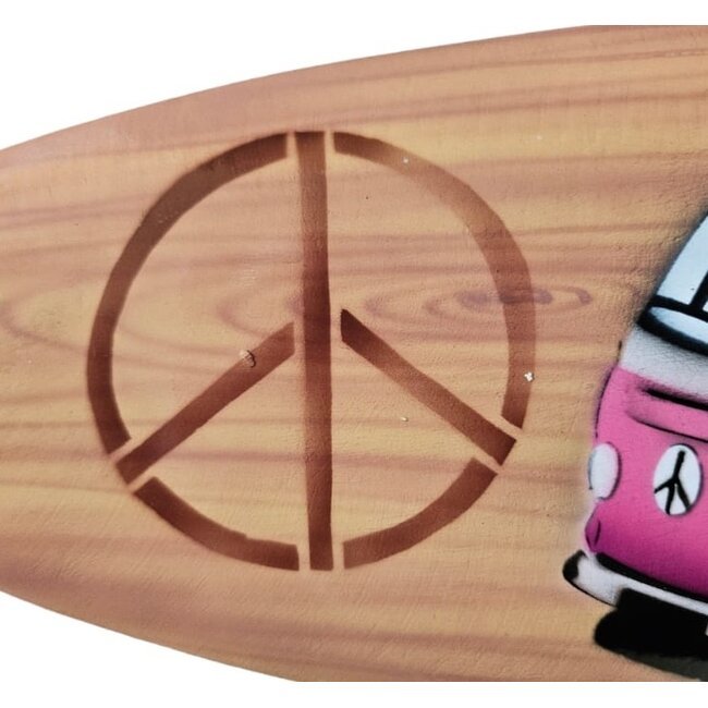 Bali-Dreams Wanddecoratie surfplank/surfboard VW busje roze 49x14 cm