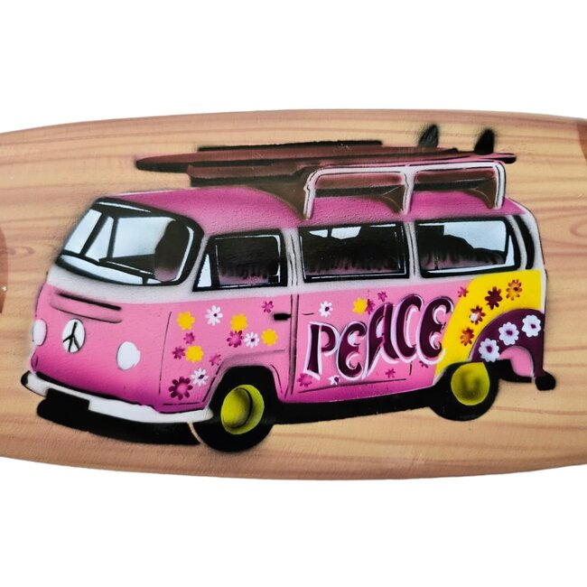 Bali-Dreams Wanddecoratie surfplank/surfboard VW busje roze 49x14 cm