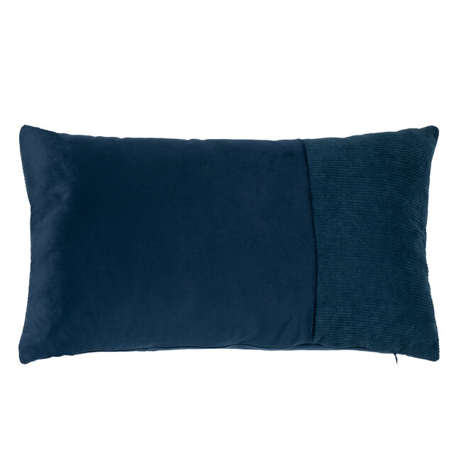 Linen & More Cushion velvet blue & corduroy 30 x 50 cm
