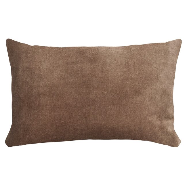 Linen & More fluwelen  Chambray sierkussen taupe 30x50cm