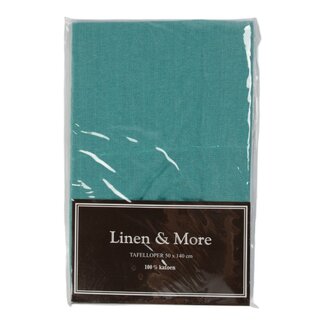 Linen & More Tablerunner Indi 50x140 Aqua 50x140