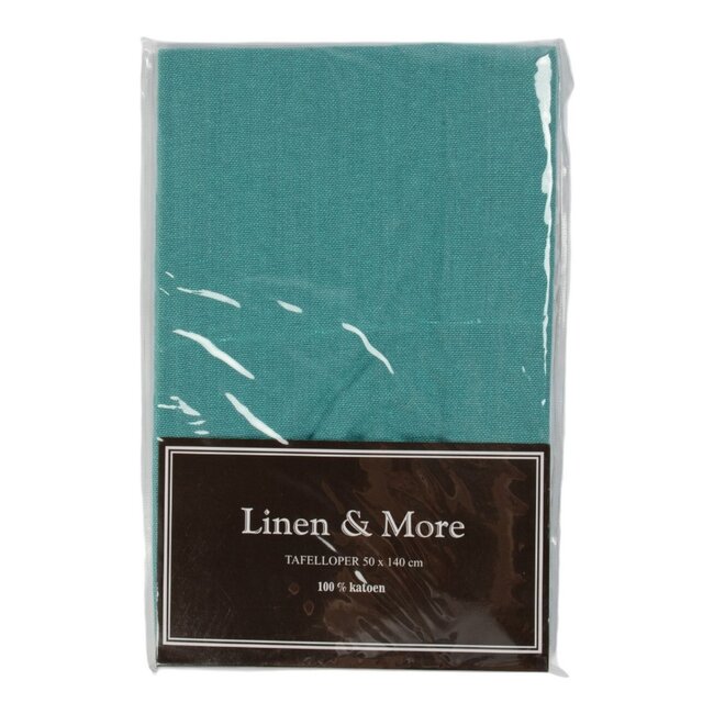 Linen & More Tablerunner Indi 50x140 Aqua 50x140