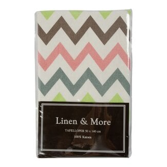 Linen & More Tablerunner Multi Zigzag Multicolor 50x140