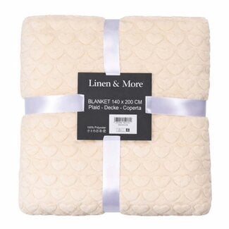 Linen & More Plaid Hartjes Beige 140x200cm