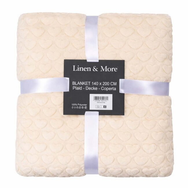 Linen & More Plaid Hartjes Beige 140x200cm