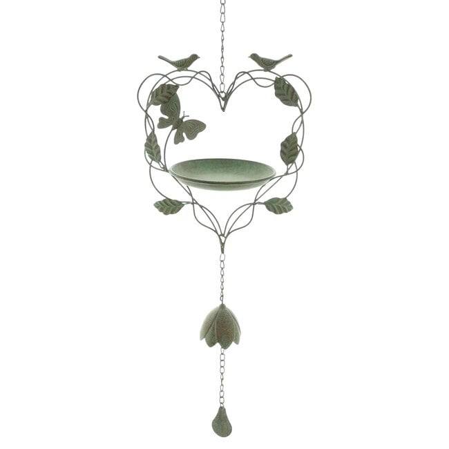 Dream-Garden Vogelbad - Voederbak Little Bell – Hangend Vogelbad of Voederschaal – Metaal – Groen – 26 x 83 cm