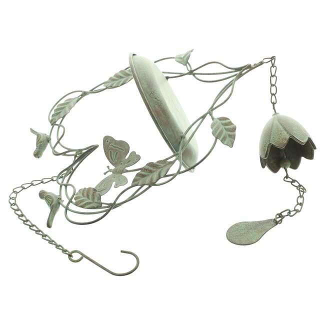 Dream-Garden Vogelbad - Voederbak Little Bell – Hangend Vogelbad of Voederschaal – Metaal – Groen – 26 x 83 cm