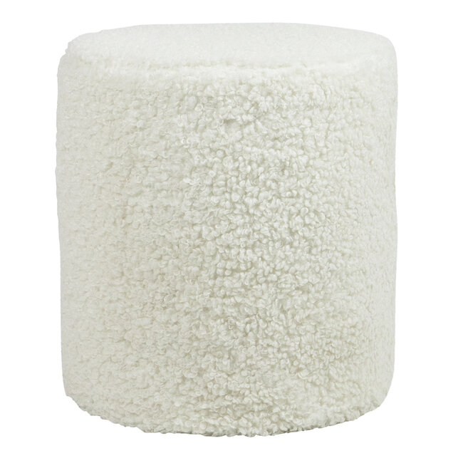 Mars & More poef teddy krul wit rond dia 40cm