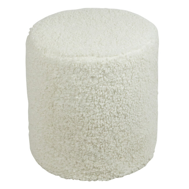Mars & More poef teddy krul wit rond dia 40cm