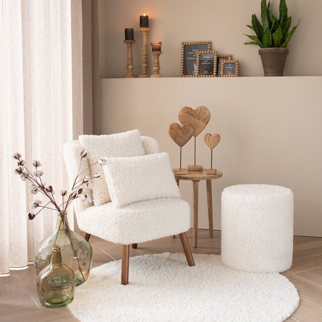 Mars & More stoel teddy krul wit 60x72x74cm
