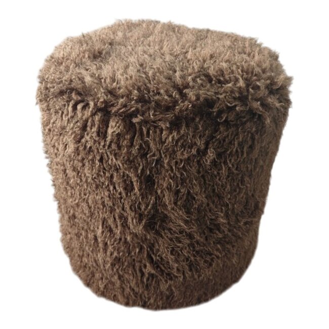 Mars & More poef tibetan lamb brown rond dia 40cm