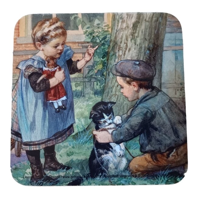 Dream-Living Onderzetters  Ot en Sien met houder 9.5x9.5 cm  6  stuks