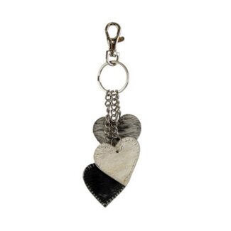 Mars & More sleutelhanger 3 hartjes zwart 12cm