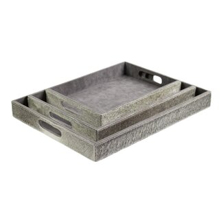 Mars & More dienbladen koehuid rechthoek grey (set of 3)