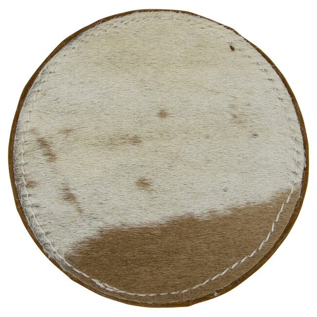 Mars & More onderzetter koehuid rond bruin/wit 10cm (set of 4)