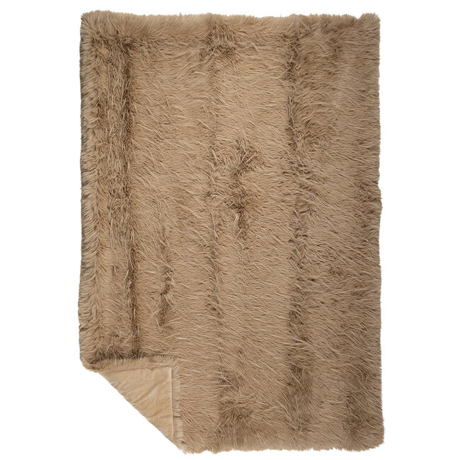 Mars & More plaid teddy langhaar pluk cognac 130x180cm