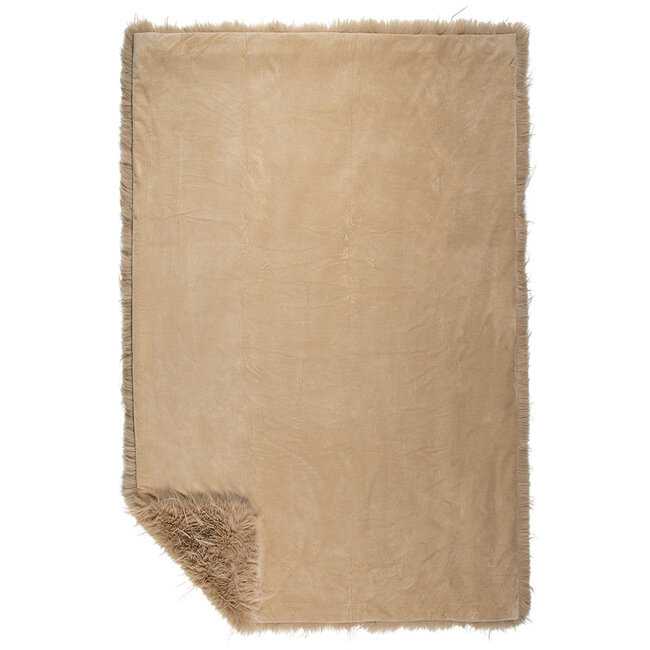 Mars & More plaid teddy langhaar pluk cognac 130x180cm