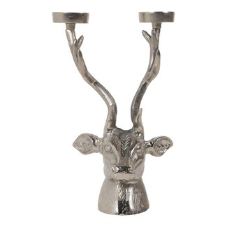 Mars & More Candle Holder deer head silver 37x24cm
