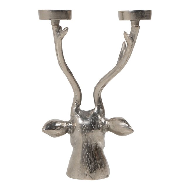 Mars & More Candle Holder deer head silver 37x24cm