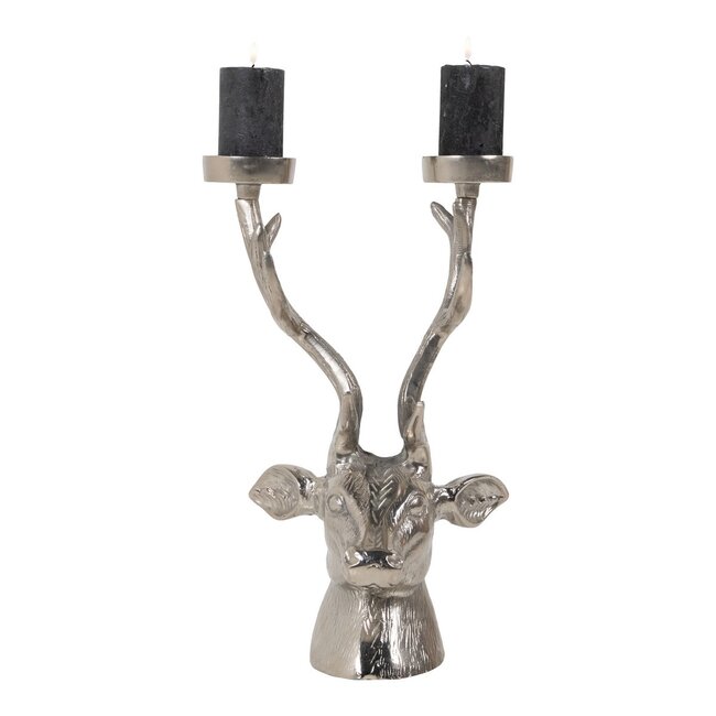 Mars & More Candle Holder deer head silver 37x24cm