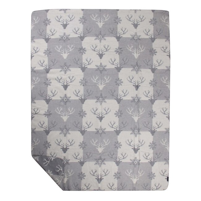 Mars & More Plaid Wafel hertenpatroon blauw grijs 150x200cm
