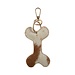 Mars & More Sleutelhanger koeleer hondenbot bruin/wit, 10 cm (bos taurus taurus)