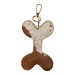 Mars & More Sleutelhanger koeleer hondenbot bruin/wit, 12 cm (bos taurus taurus)