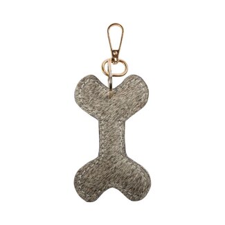 Mars & More Sleutelhanger koeleer hondenbot grijs 10 cm (bos taurus taurus)