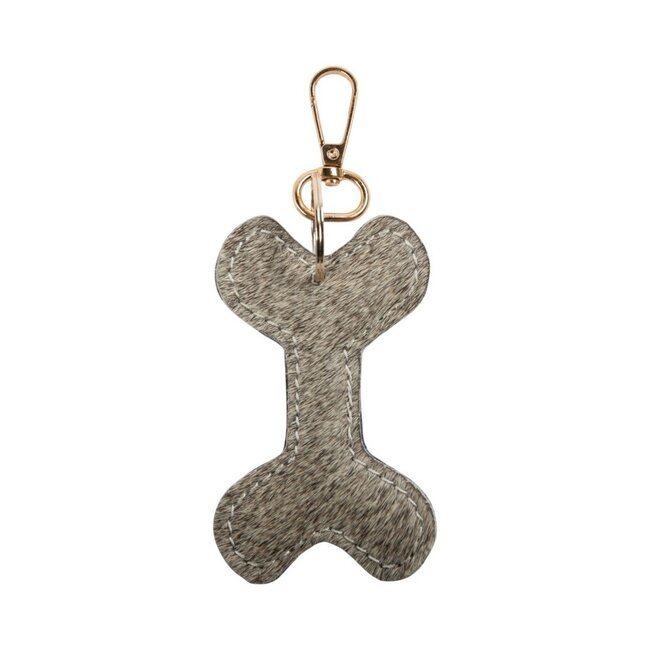 Mars & More Sleutelhanger koeleer hondenbot grijs 10 cm (bos taurus taurus)