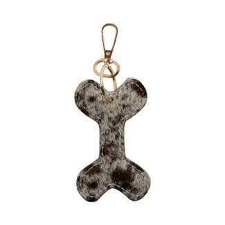 Mars & More Sleutelhanger koeleer hondenbot zwart/wit, 10 cm (bos taurus taurus)
