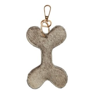 Mars & More Sleutelhanger koeleer hondenbot grijs 12 cm (bos taurus taurus)