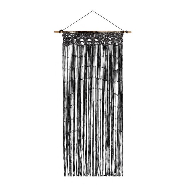 2Lif Deurgordijn Macramé  donker grijs 90 x 200cm